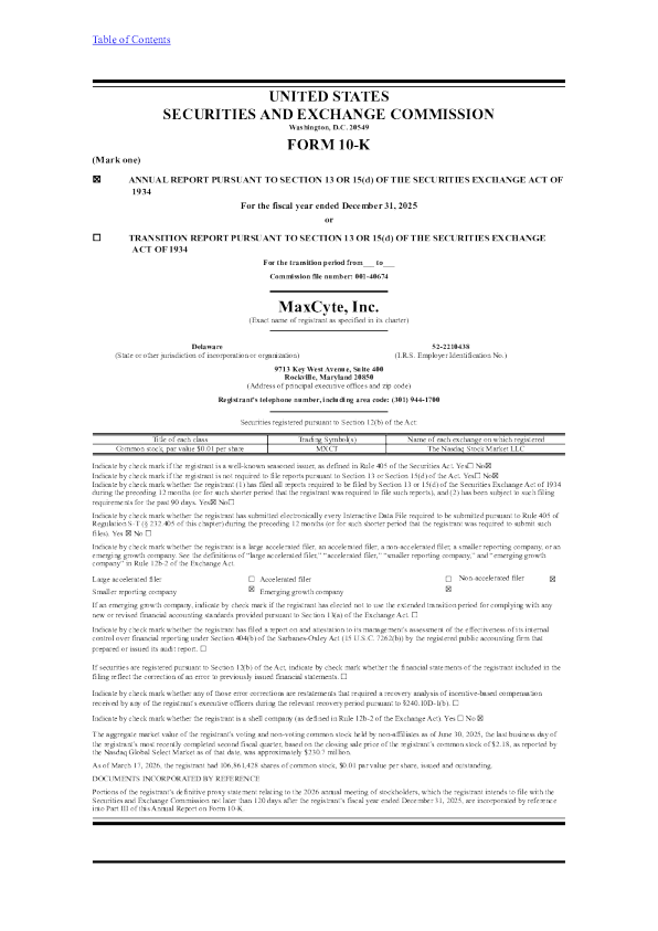 MaxCyte Inc 2025年度报告