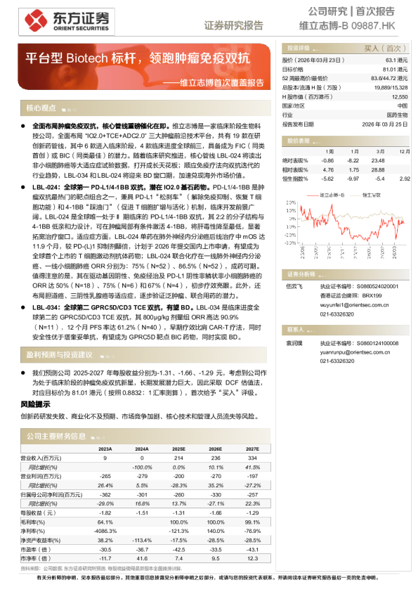 首次覆盖报告:平台型Biotech标杆,领跑肿瘤免疫双抗