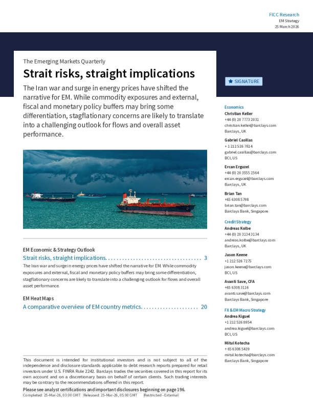 新兴市场季度报告：海峡风险，直接影响