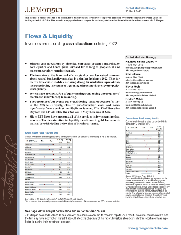 资金流动与流动性：投资者正在重建现金配置，呼应2022年的趋势