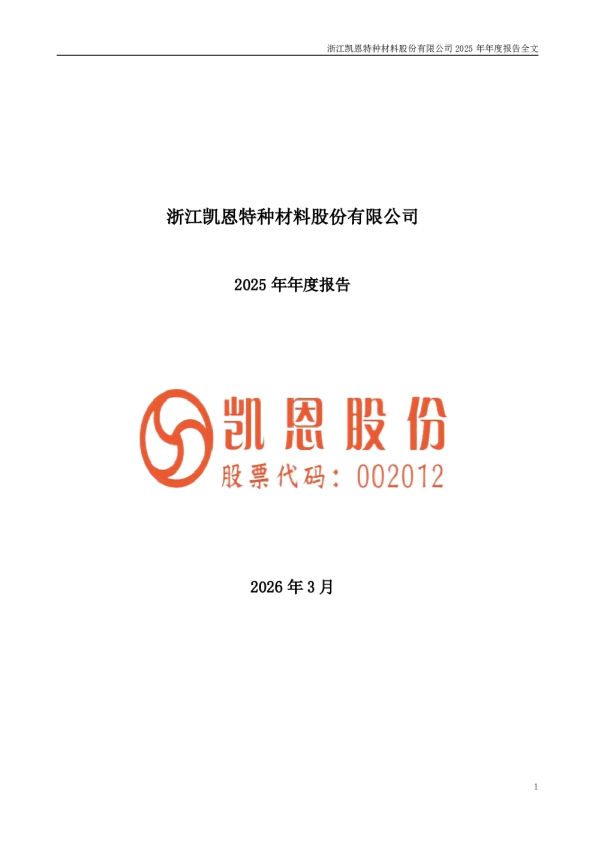 凯恩股份：2025年年度报告