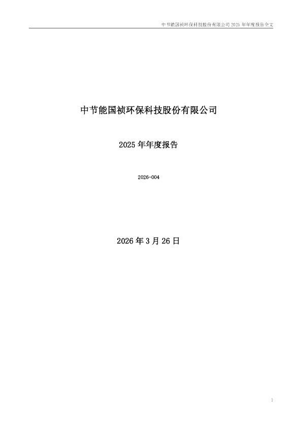 节能国祯：2025年年度报告