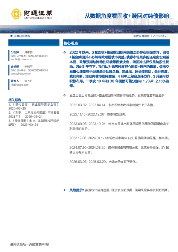 从数据角度看固收+赎回对纯债影响