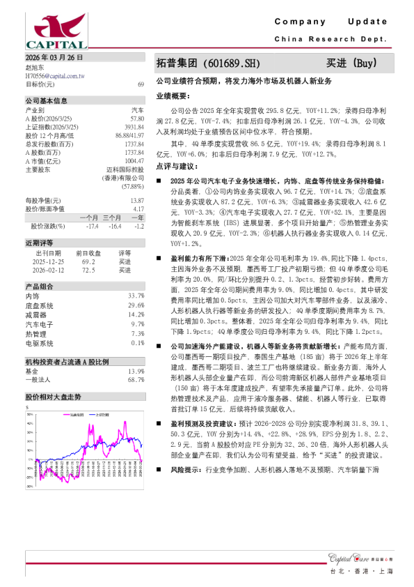 公司业绩符合预期,将发力海外市场及机器人新业务