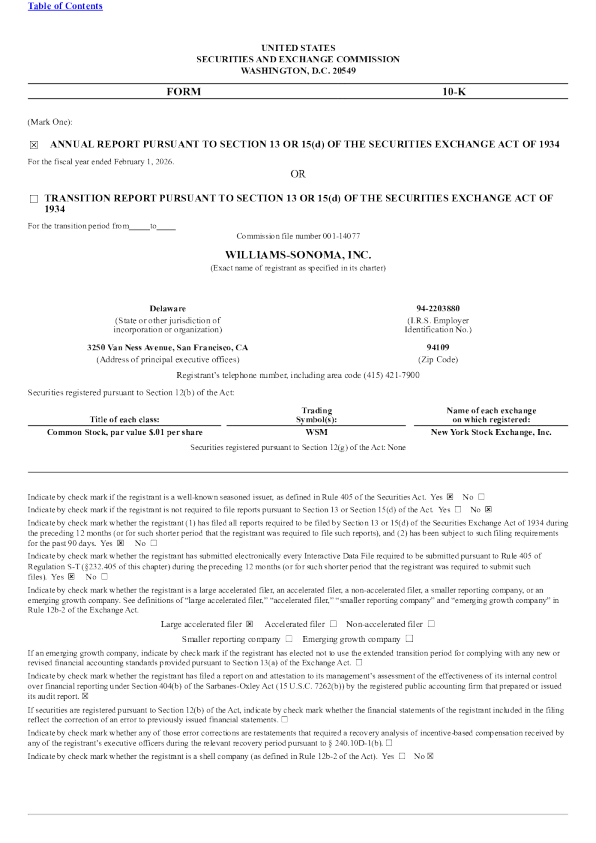 Williams-Sonoma Inc 2025年度报告