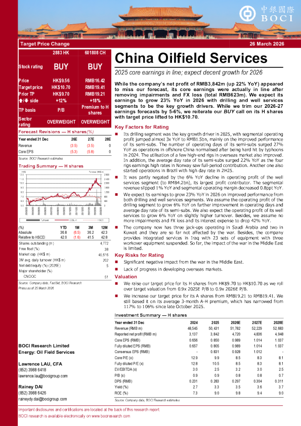 2025年核心收益符合要求；预计2026年将有可观的增长