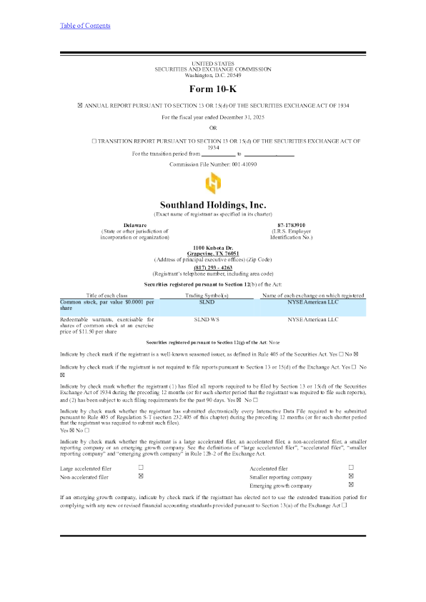 Southland Holdings Inc 2025年度报告