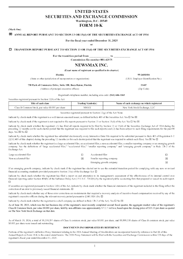Newsmax Inc-B 2025年度报告