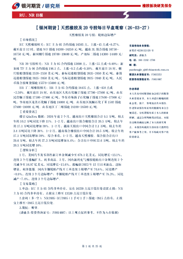 天然橡胶及20号胶:轮胎边际增产