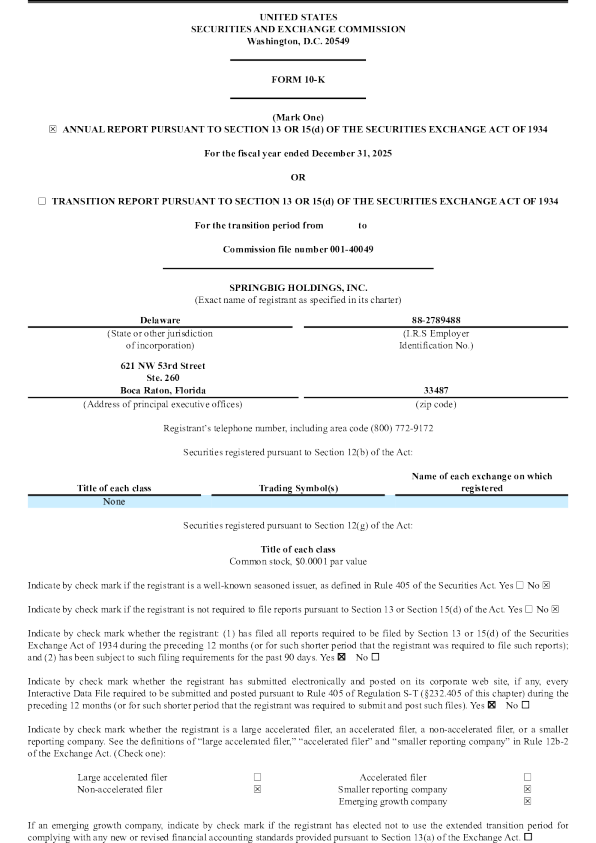 SpringBig Holdings Inc 2025年度报告