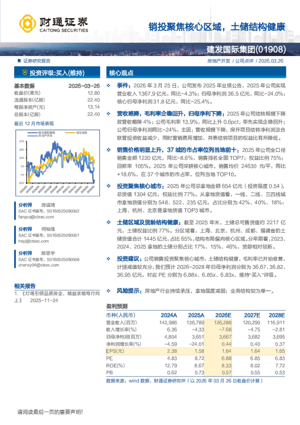 销投聚焦核心区域，土储结构健康