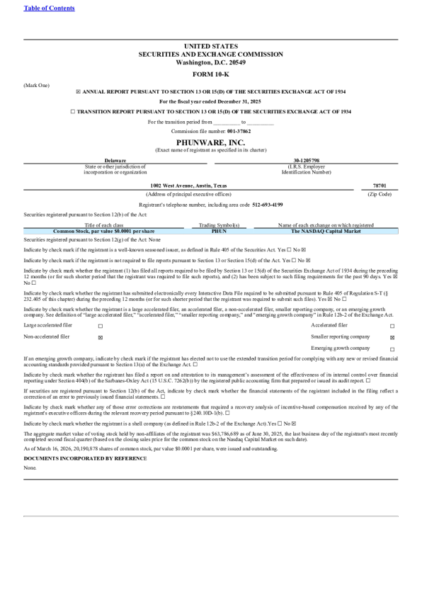 Phunware Inc 2025年度报告
