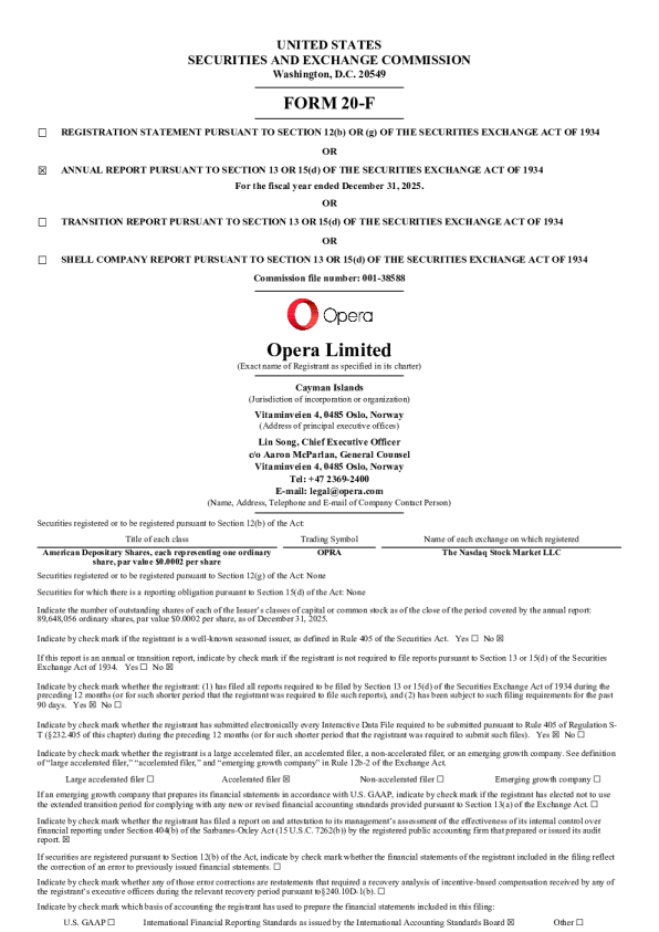 欧朋公司 2026年年度报告和过渡报告