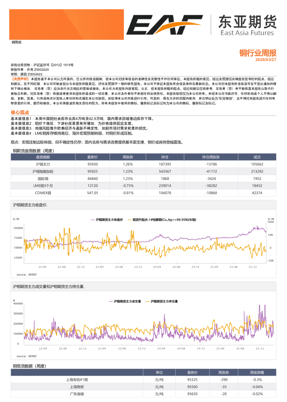 铜周报：铜价延续上涨趋势