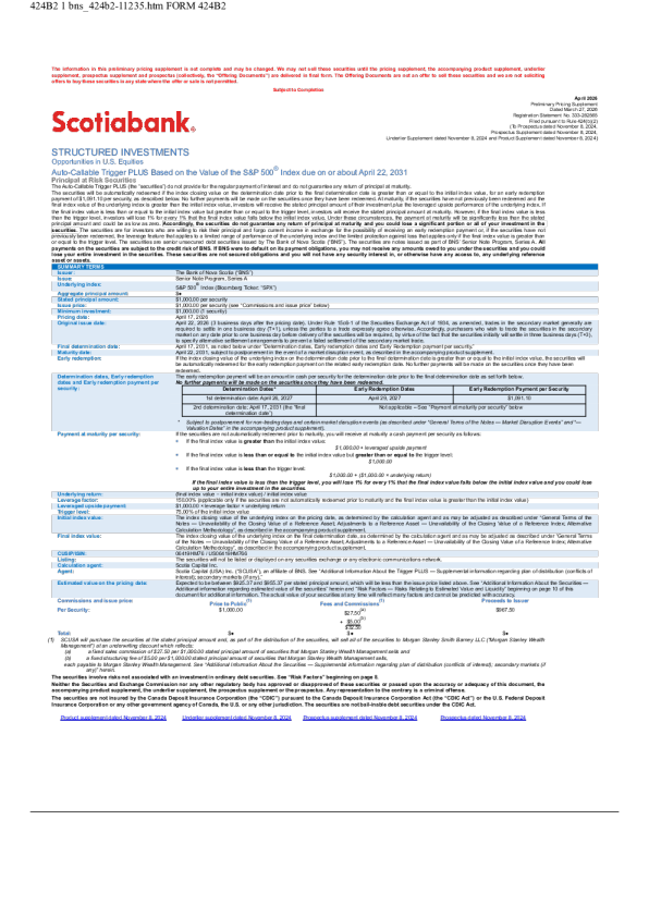 加拿大丰业银行美股招股说明书(2026-03-27版)