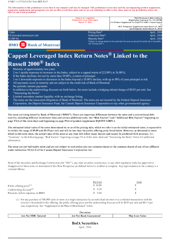 蒙特利尔银行美股招股说明书(2026-03-27版)