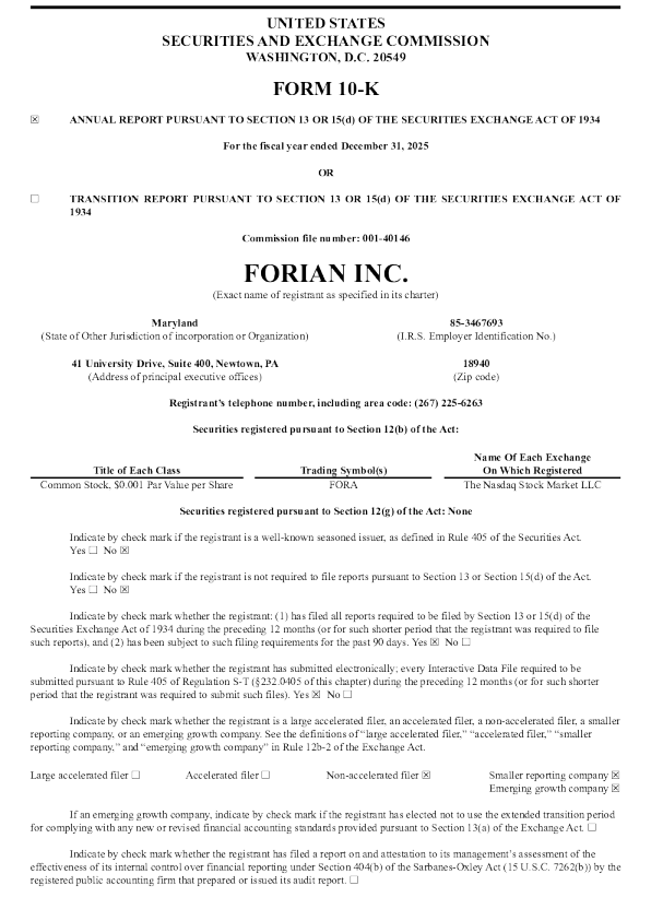 Forian Inc 2025年度报告