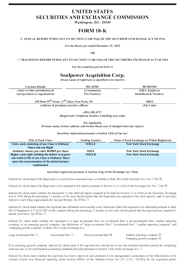 Soulpower Acquisition Corp-A 2025年度报告