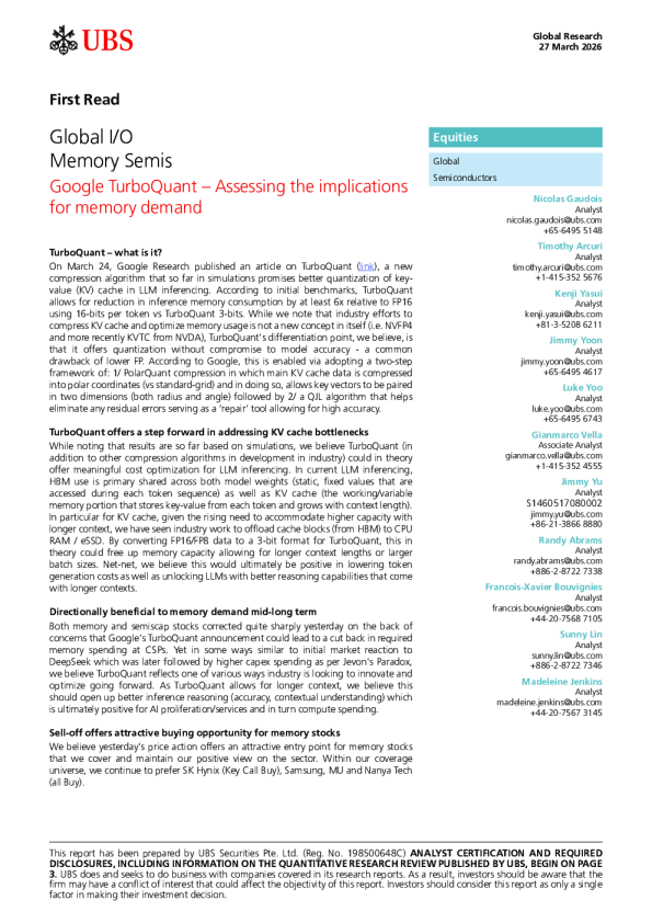 谷歌TurboQuant——评估对存储需求的影响