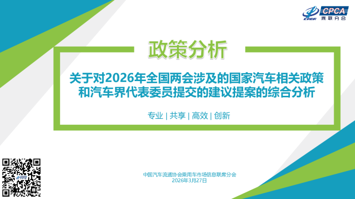 关于对2026年全国两会涉及的国家汽车相关政策和汽车界代表委员提交的建议提案的综合分析