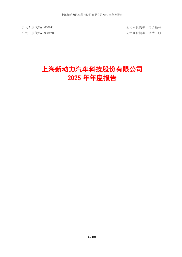 动力新科：动力新科2025年年度报告