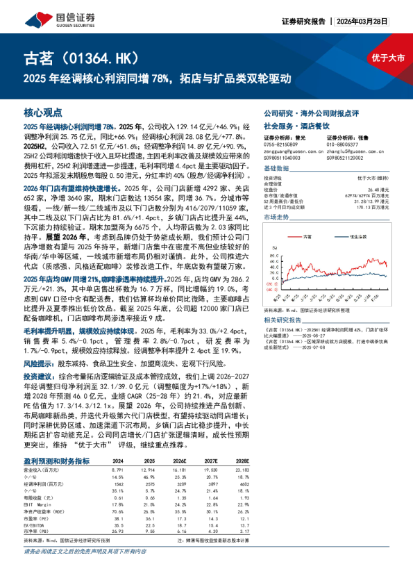 2025年经调核心利润同增78%，拓店与扩品类双轮驱动