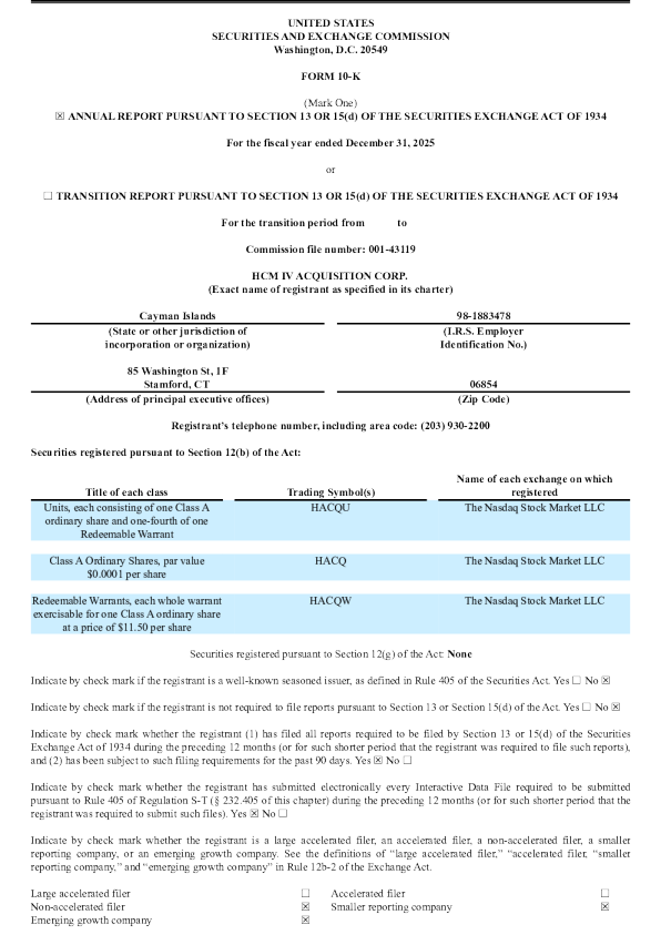 HCM IV Acquisition Corp-A 2025年度报告