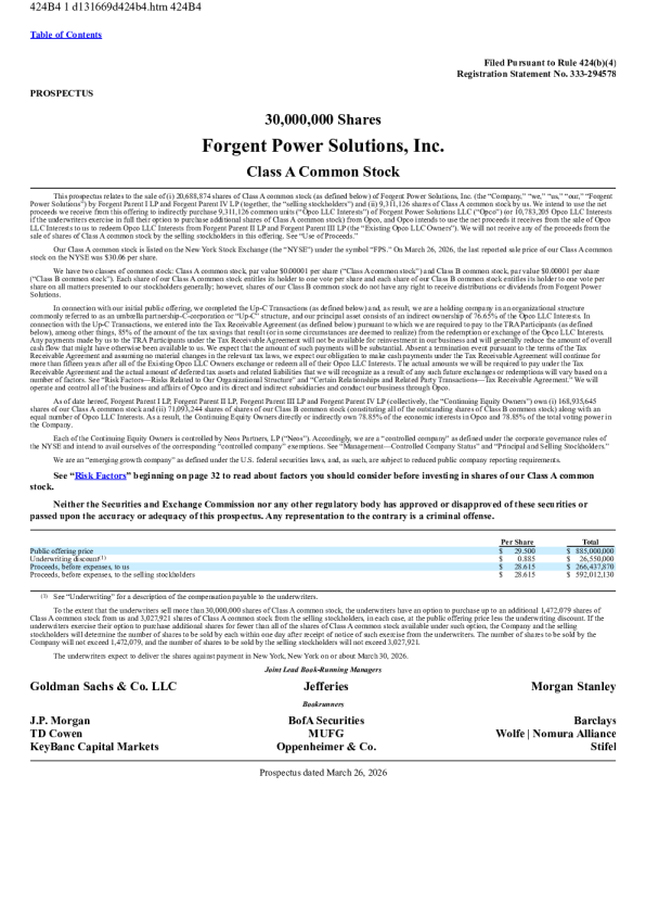 Forgent Power Solutions Inc-A美股招股说明书(2026-03-30版)