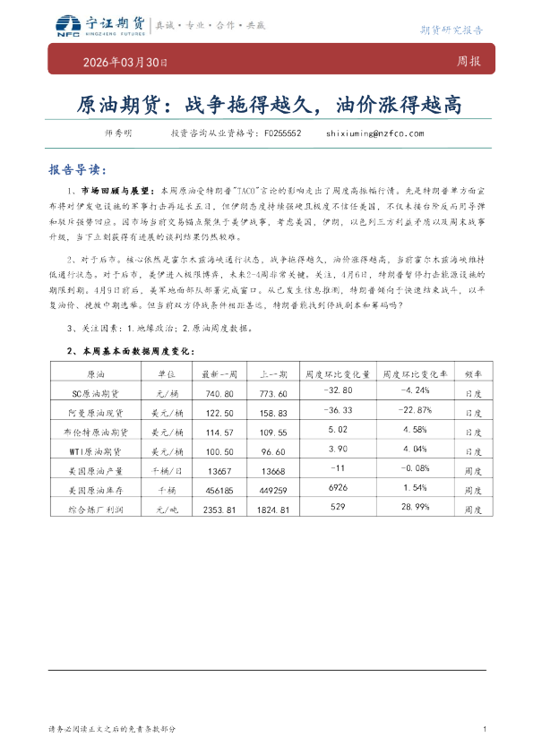 原油期货：战争拖得越久，油价涨得越高