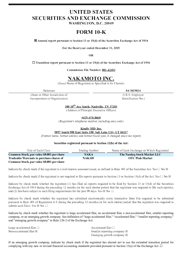 Nakamoto Inc 2025年度报告