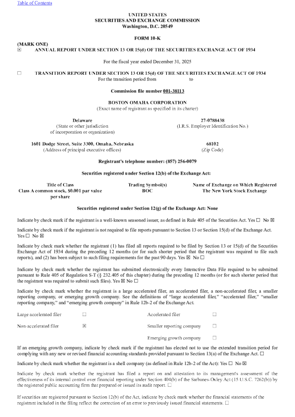 波士顿奥马哈 2025年度报告