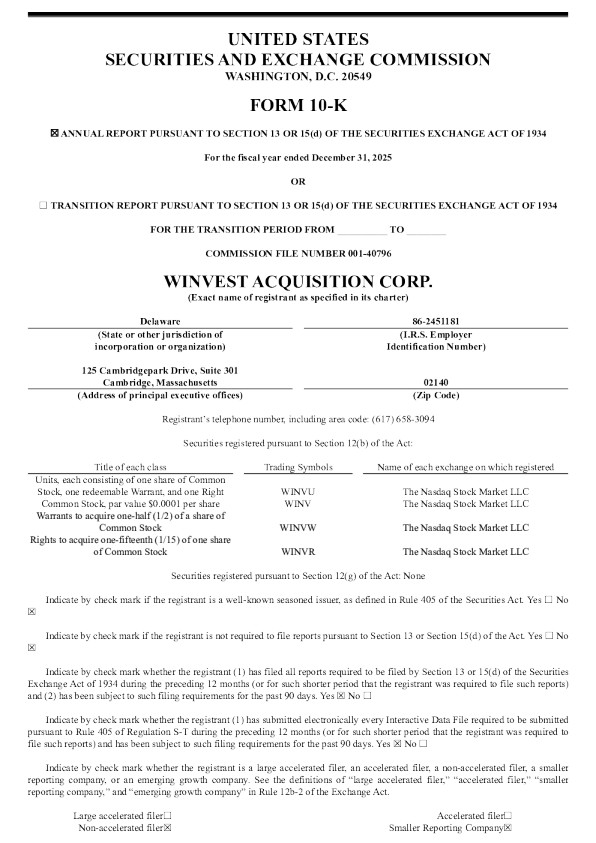 WinVest Acquisition Corp 2025年度报告