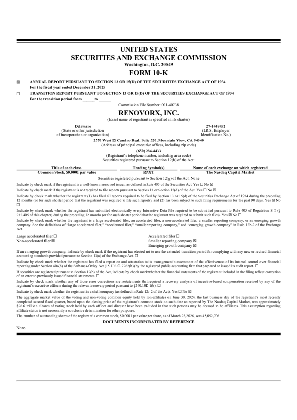 RenovoRx Inc 2025年度报告