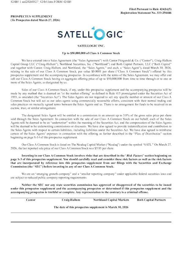 Satellogic Inc-A美股招股说明书(2026-03-30版)