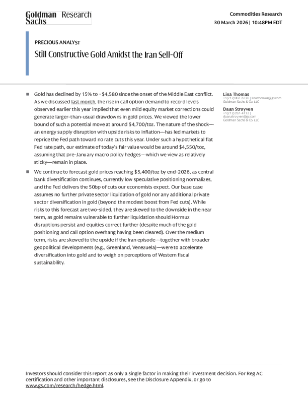 伊朗局势抛售下仍看好黄金