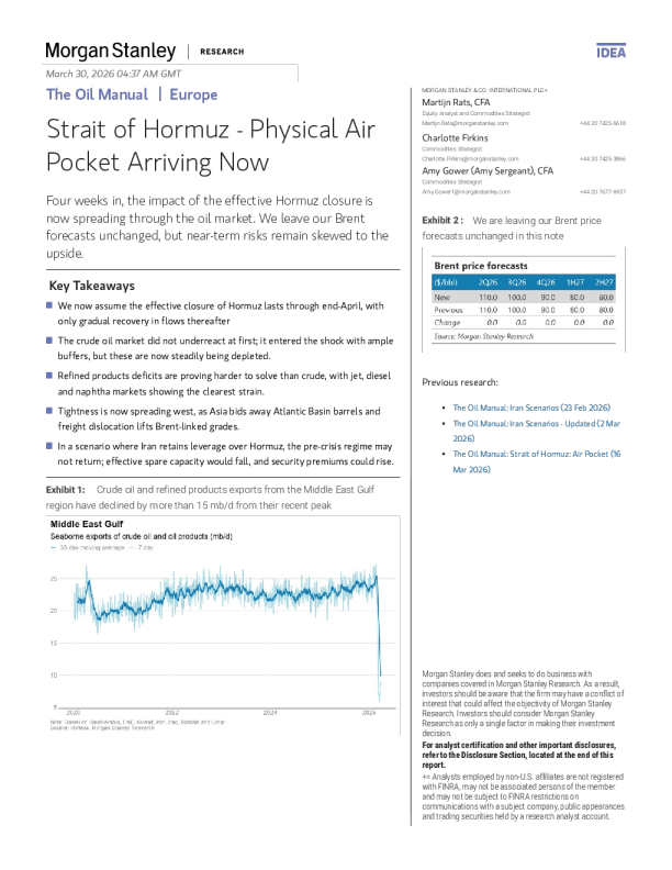 霍尔木兹海峡：物理供应缺口现已出现