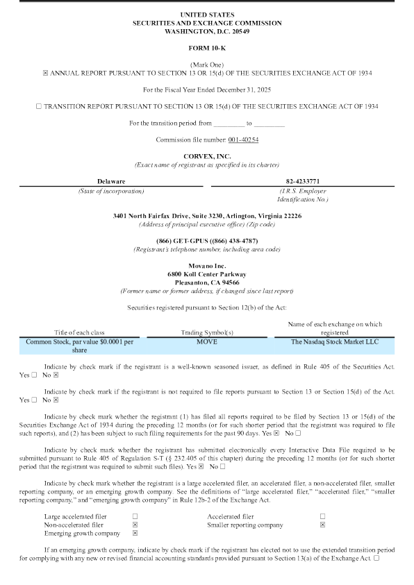 Corvex Inc 2025年度报告