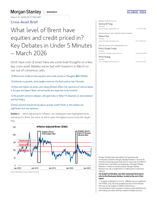 跨资产简报：股票与信贷已计入何种水平的布伦特油价？2026年3月五分钟核心辩论
