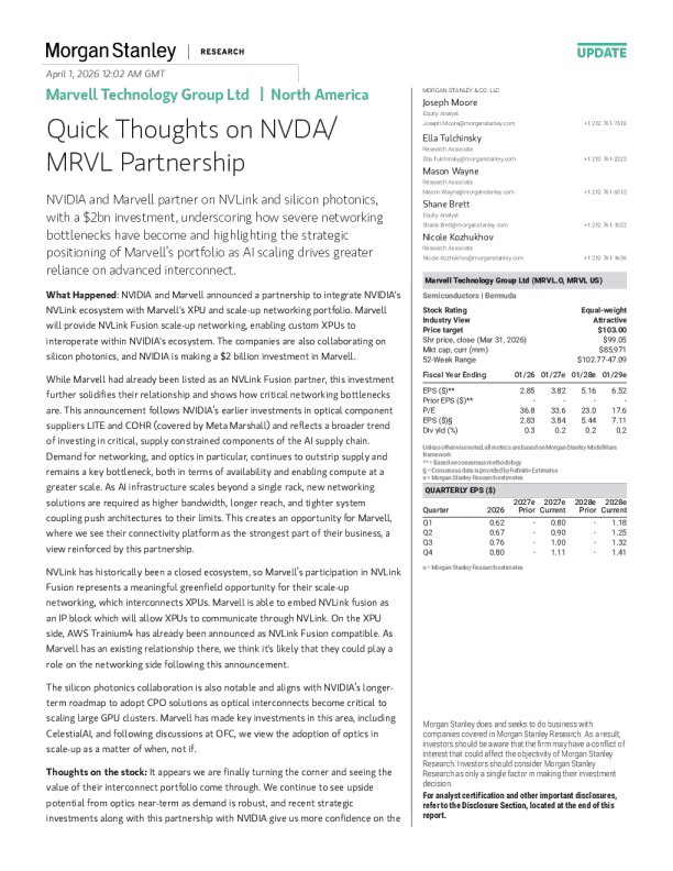 关于英伟达与美满电子合作的速评