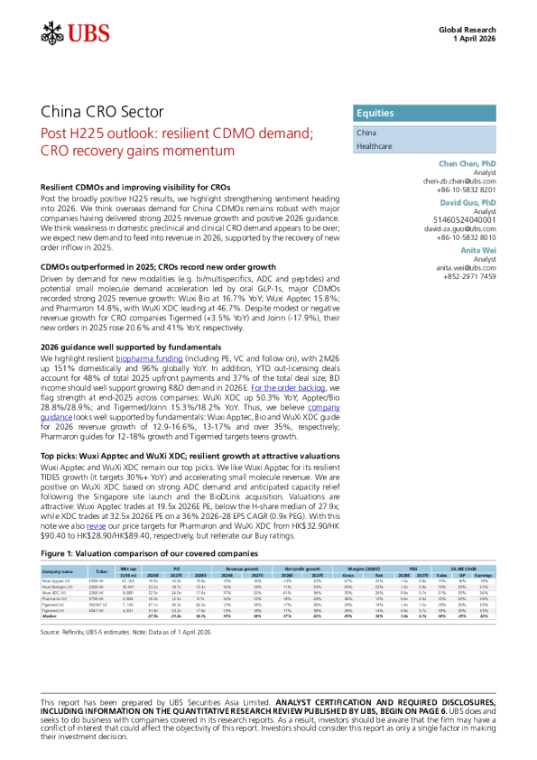 中国CRO行业2025年下半年后展望：CDMO需求韧性；CRO复苏势头增强