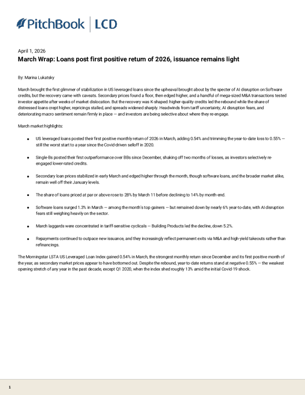 美国杠杆贷款指数月度总结（英） 