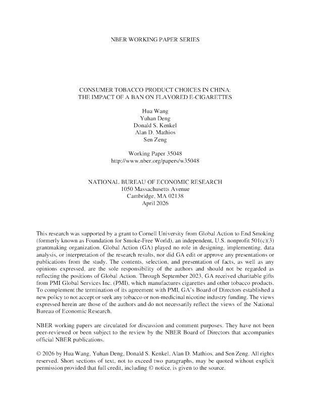 中国消费者烟草产品选择：对调味电子烟禁令的影响（英）