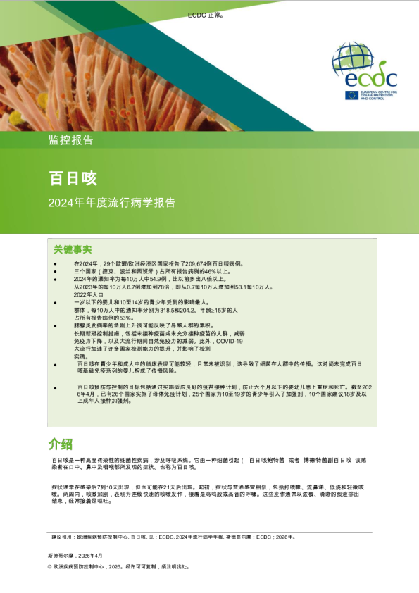 2024年年度流行病学报告 百日咳