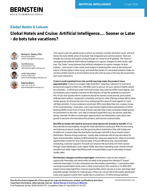 全球酒店与邮轮：人工智能....迟早会到来——机器人会度假吗？