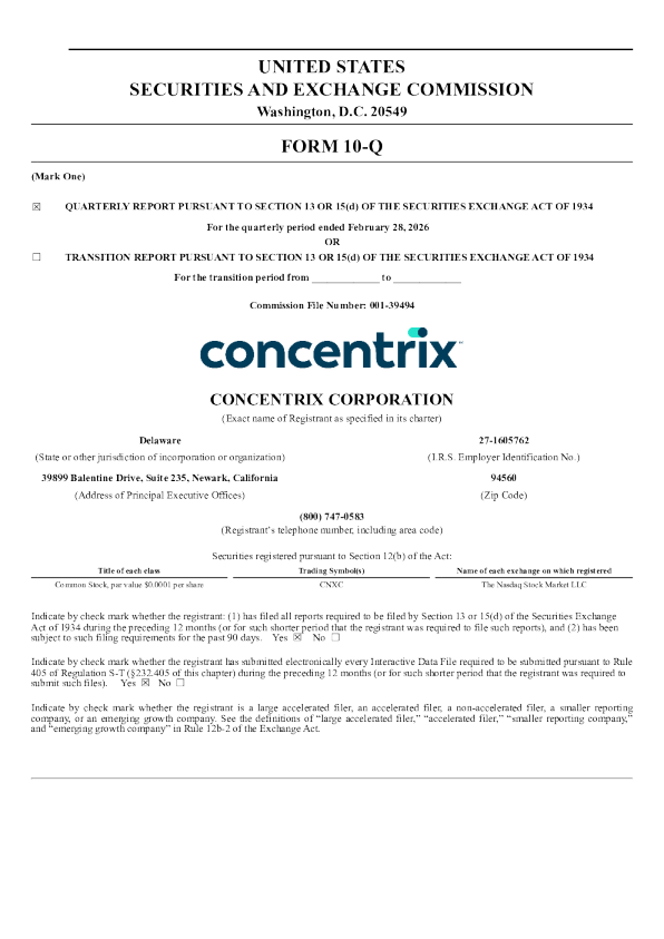 Concentrix Corp 2026年季度报告