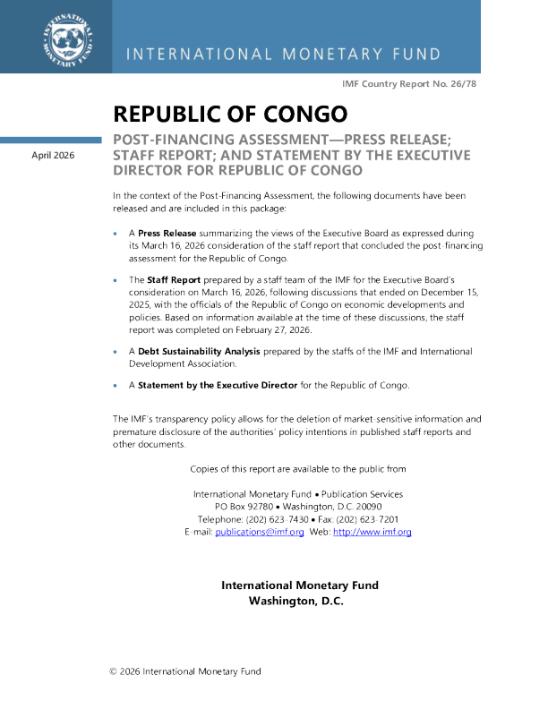刚果共和国：融资后评估新闻稿；员工报告；刚果共和国执行主任的发言