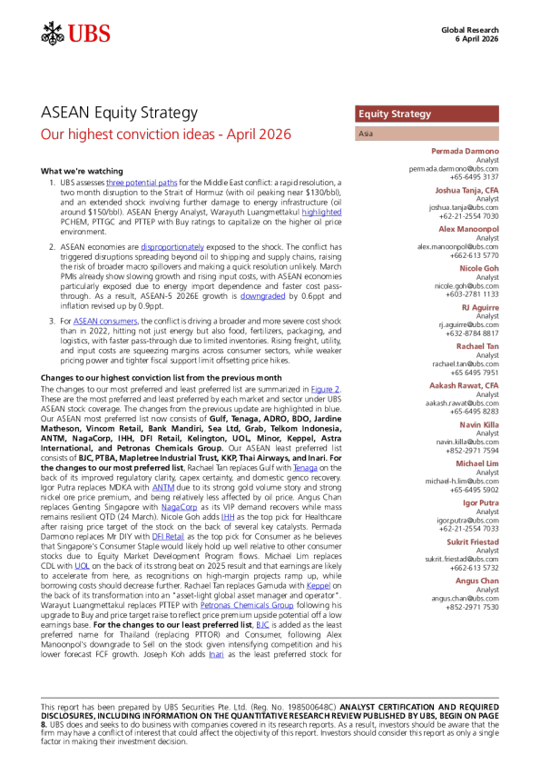 我们的最高确信观点 - 2026年4月