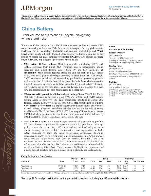 中国电池：从销量超预期到资本支出周期上行：导航赢家与风险
