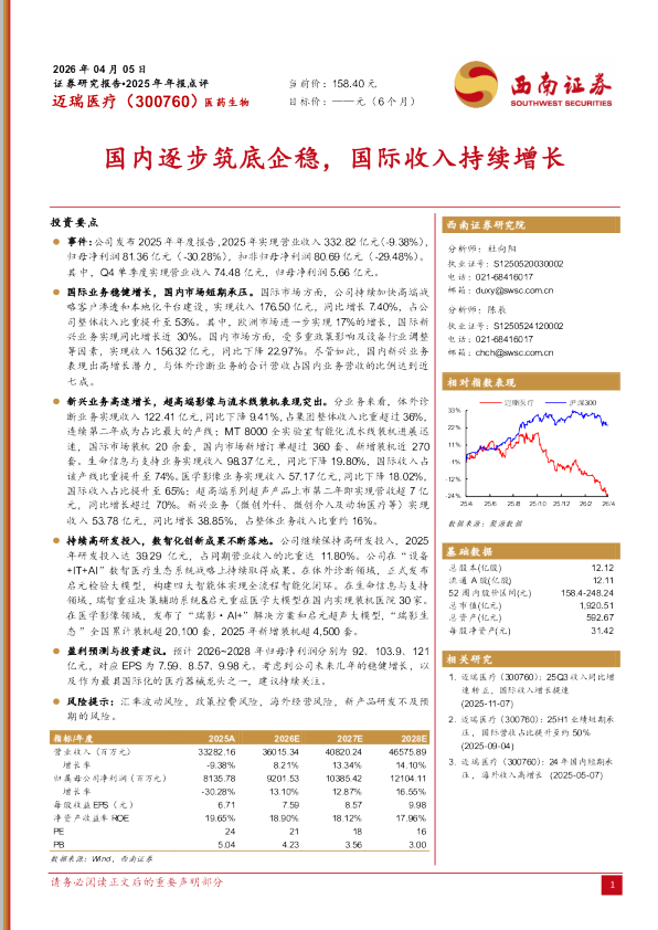 国内逐步筑底企稳，国际收入持续增长