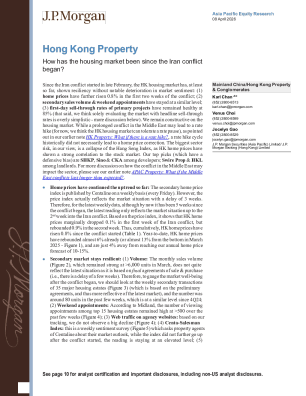 香港房地产：伊朗冲突开始以来住房市场情况如何？